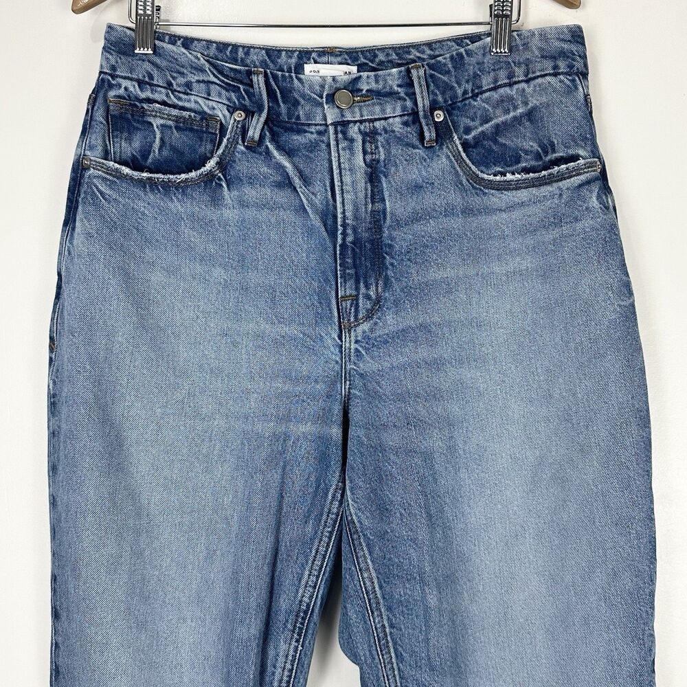 GOOD AMERICAN Good 90s Split Hem Straight Leg Jeans Y2K Model Off Duty Sz 10/30 - Picture 3 of 11
